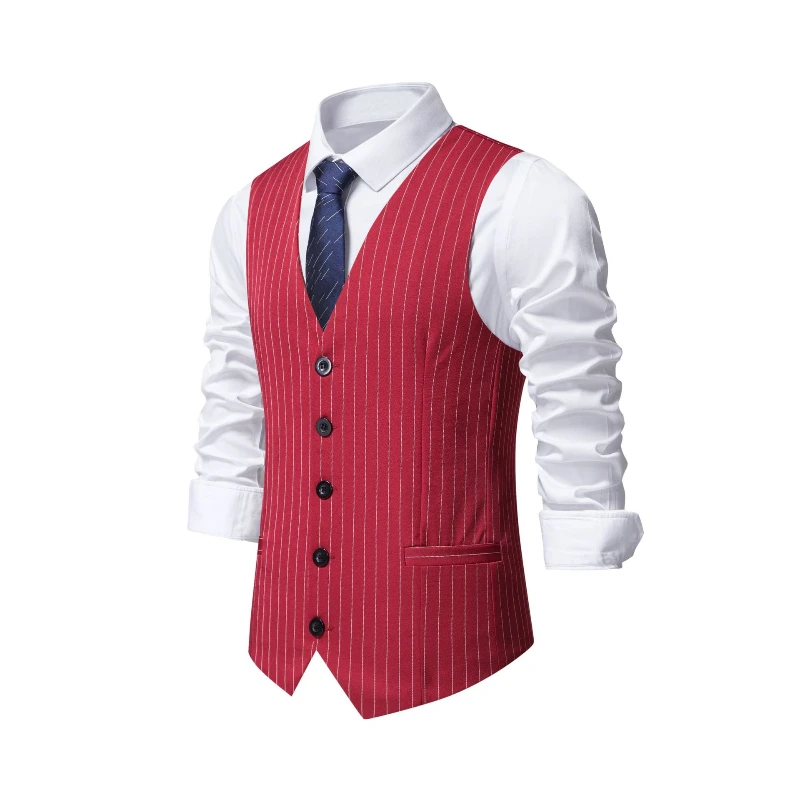 Khaki Formal Wear Men - 2026 novo colete de terno listrado