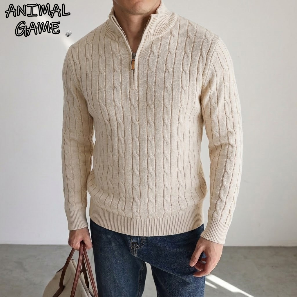 Wool Suit Jacket - Novo Suéter Masculino de Tricô com