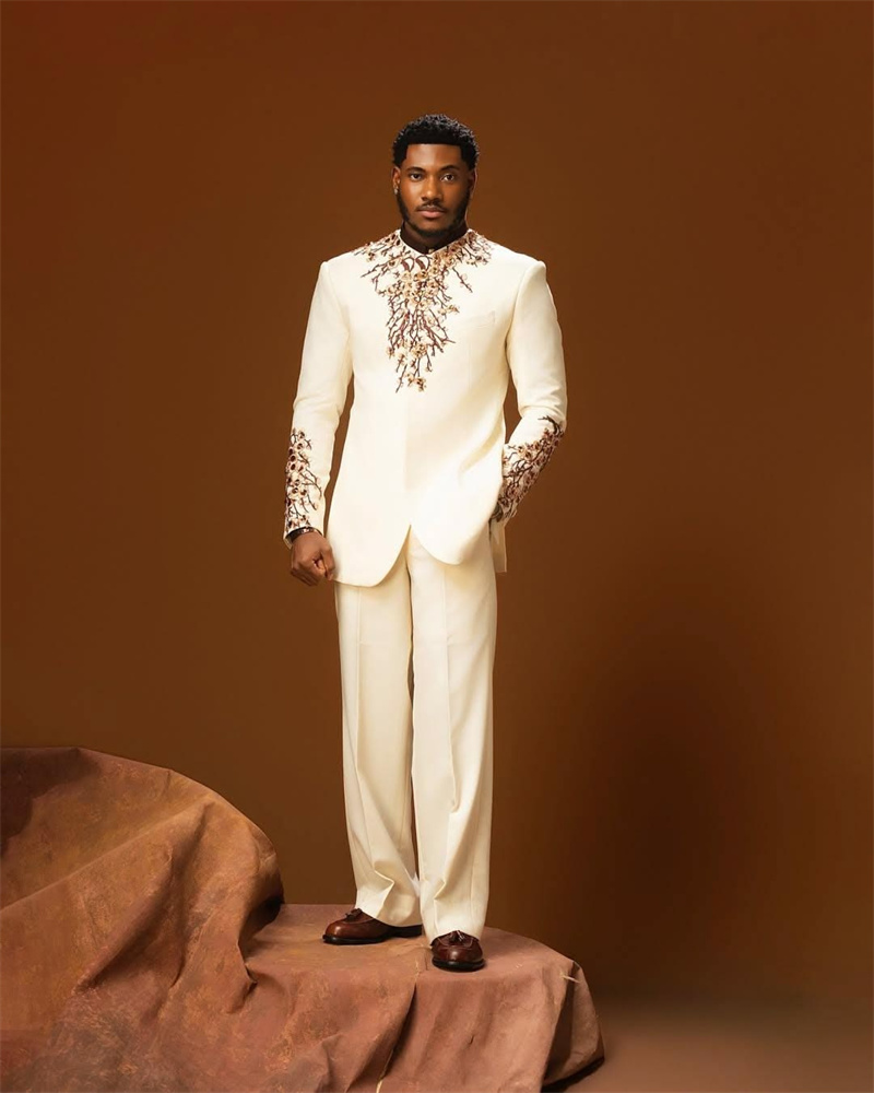Arabic Formal Wear Men - Conjunto de Terno Masculino Árabe Branco