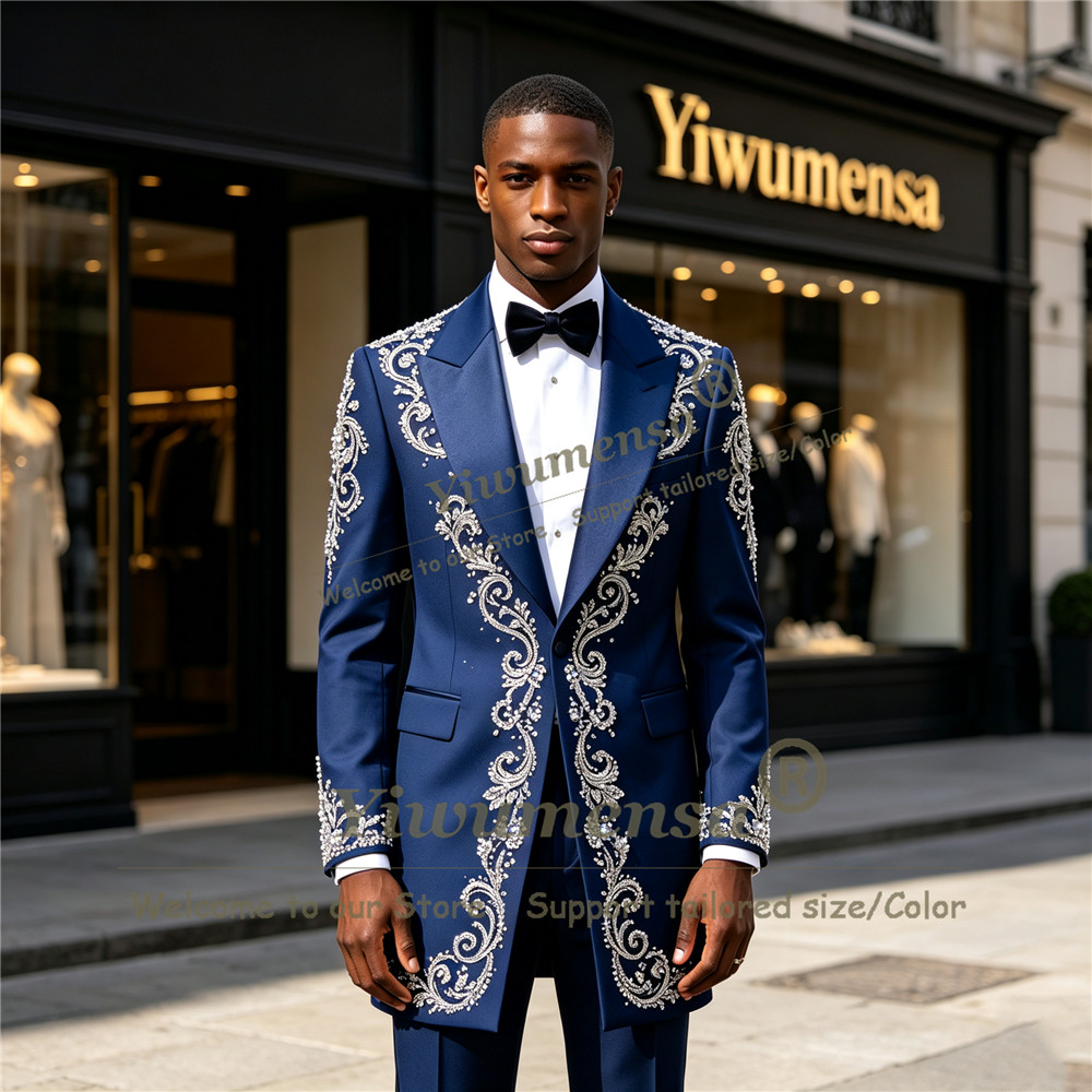 Men Formal Wear With Blazer - Terno Masculino Personalizado com Cristais e