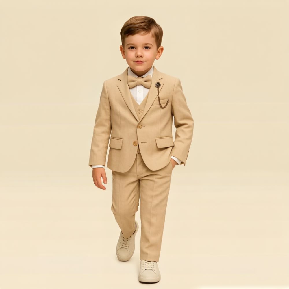 Formal Wear For Men Kids - Conjunto de Terno Infantil Masculino Bege