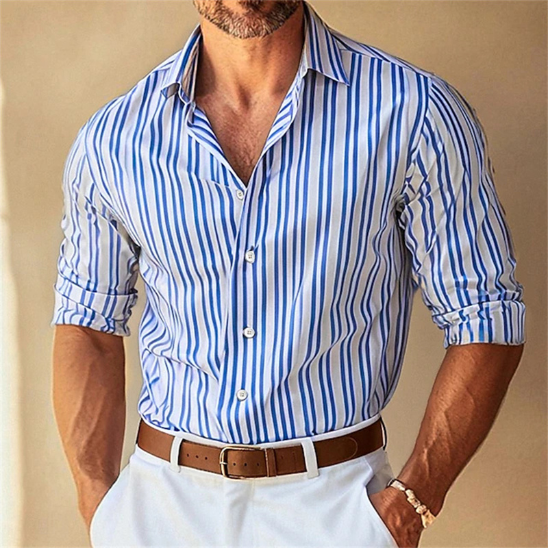 Men Formal Wear Shop - Camisa Social Masculina de Manga Longa