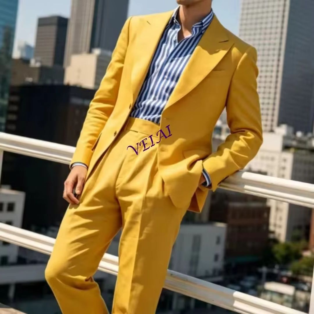 Men'S Relaxed Formal Wear - Terno Masculino de Linho Verde Sálvia