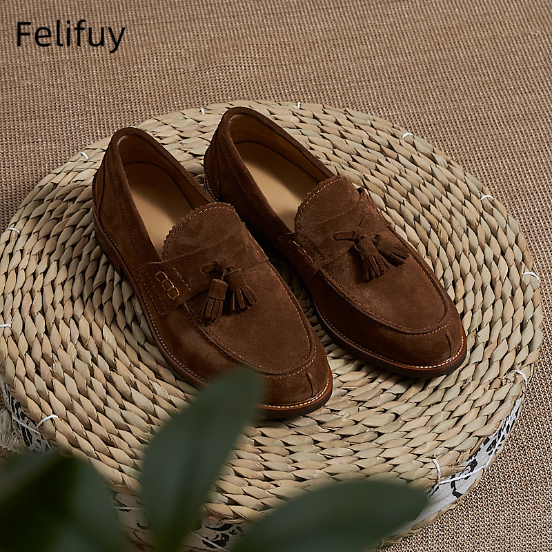 Men Formal Wear Dress - Novos Mocassins Masculinos Marrons de Camurça