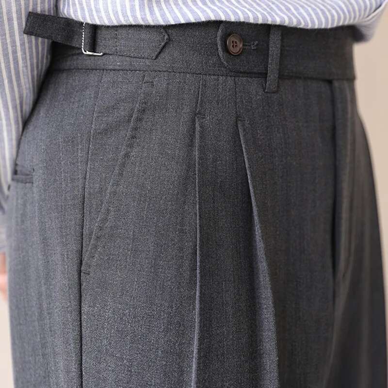 Men Formal Wear Shop - Calça de terno reto de cintura