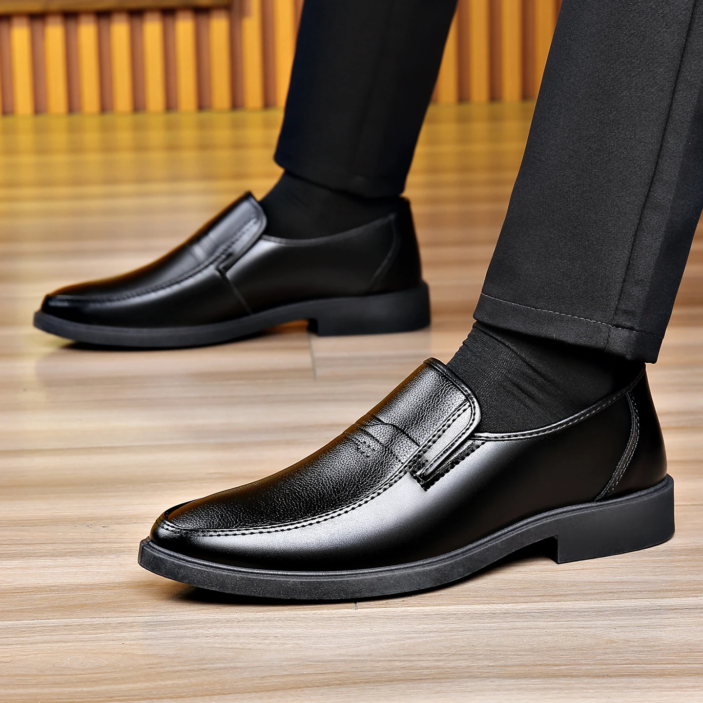 Men Formal Wear Dress - Sapatos Masculinos de Couro Slip-on para