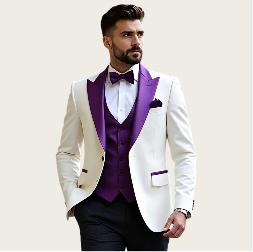 Men Formal Wear With Blazer - Ternos Masculinos Brancos 3 Peças Slim