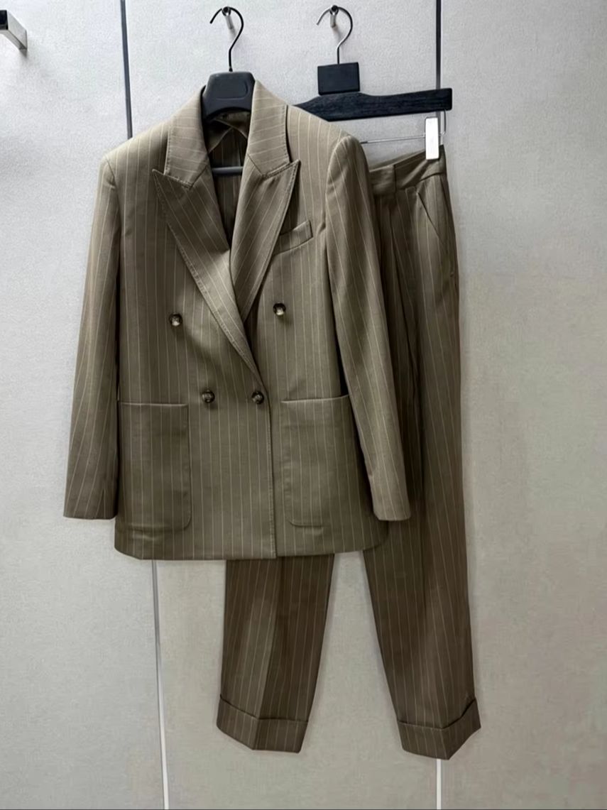 Wool Suit Jacket - Elegante fato de calças com padrão