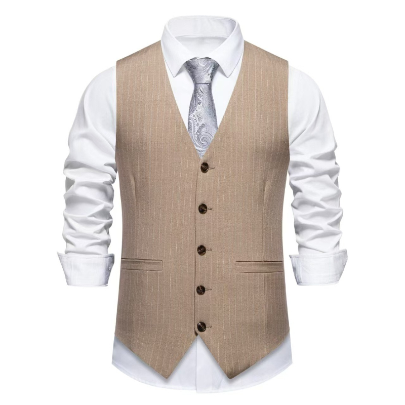 2026 novo colete de terno list - Khaki Formal Wear Men avaliação e preço