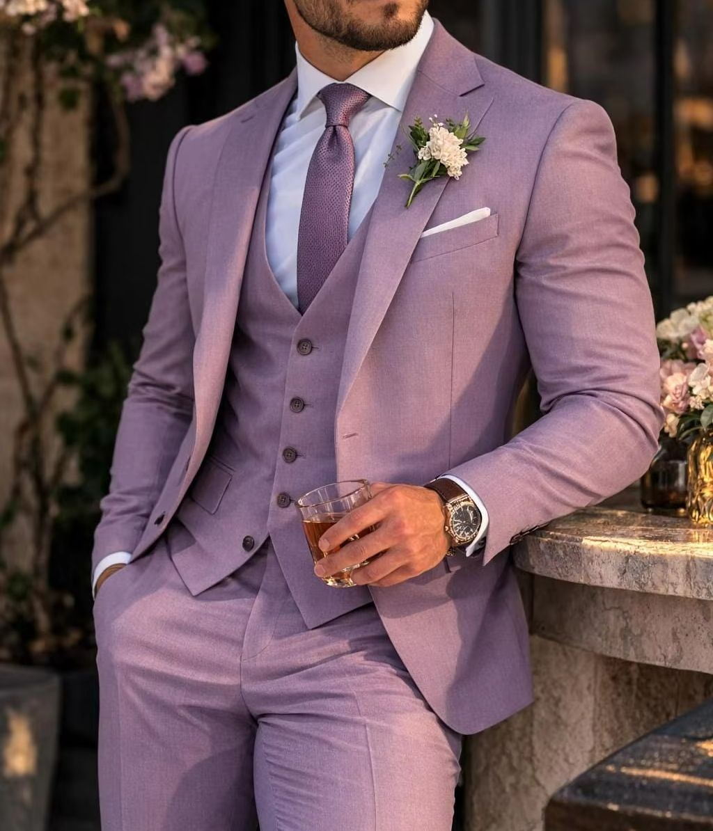Terno Masculino Lavanda 3 Peça - Men Formal Wear With Blazer avaliação e preço