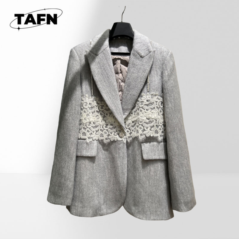 Blazer Clássico Feminino Xadre - Wool Suit Jacket avaliação e preço