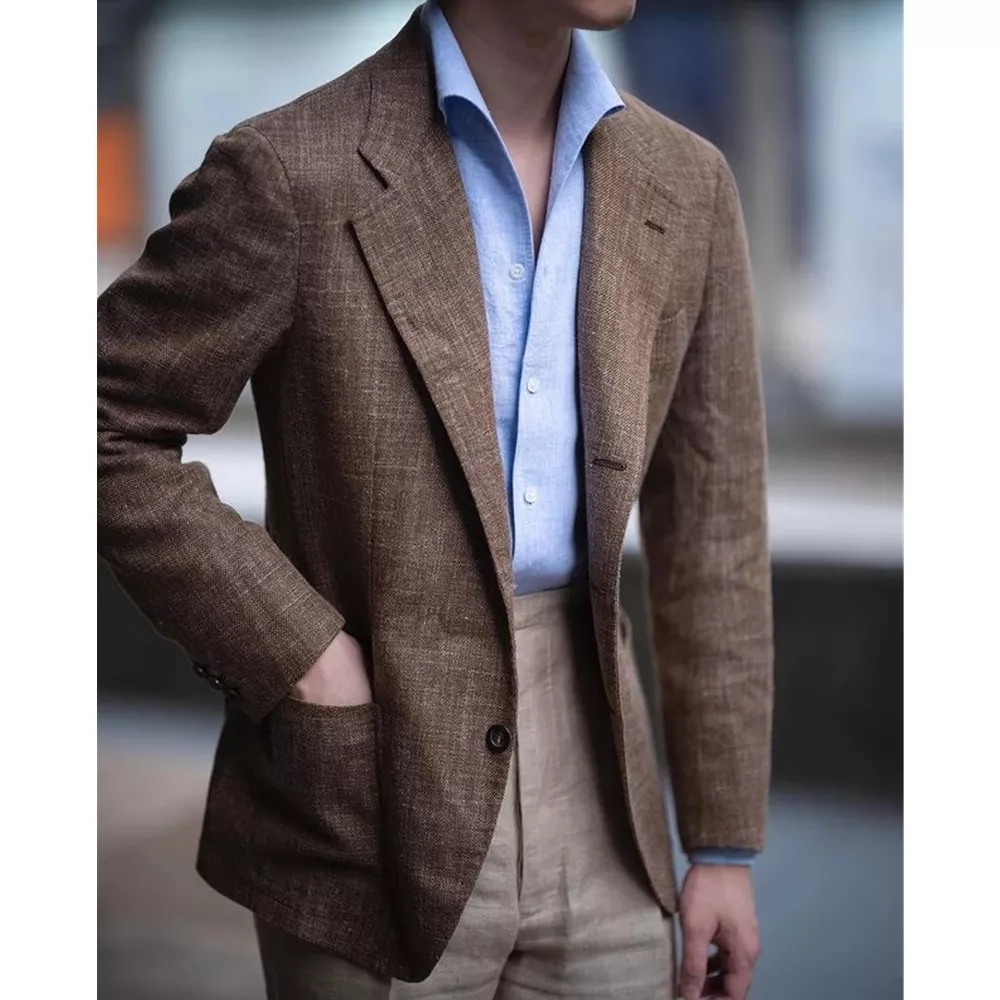 Ternos masculinos marrons com  - Khaki Formal Wear Men avaliação e preço
