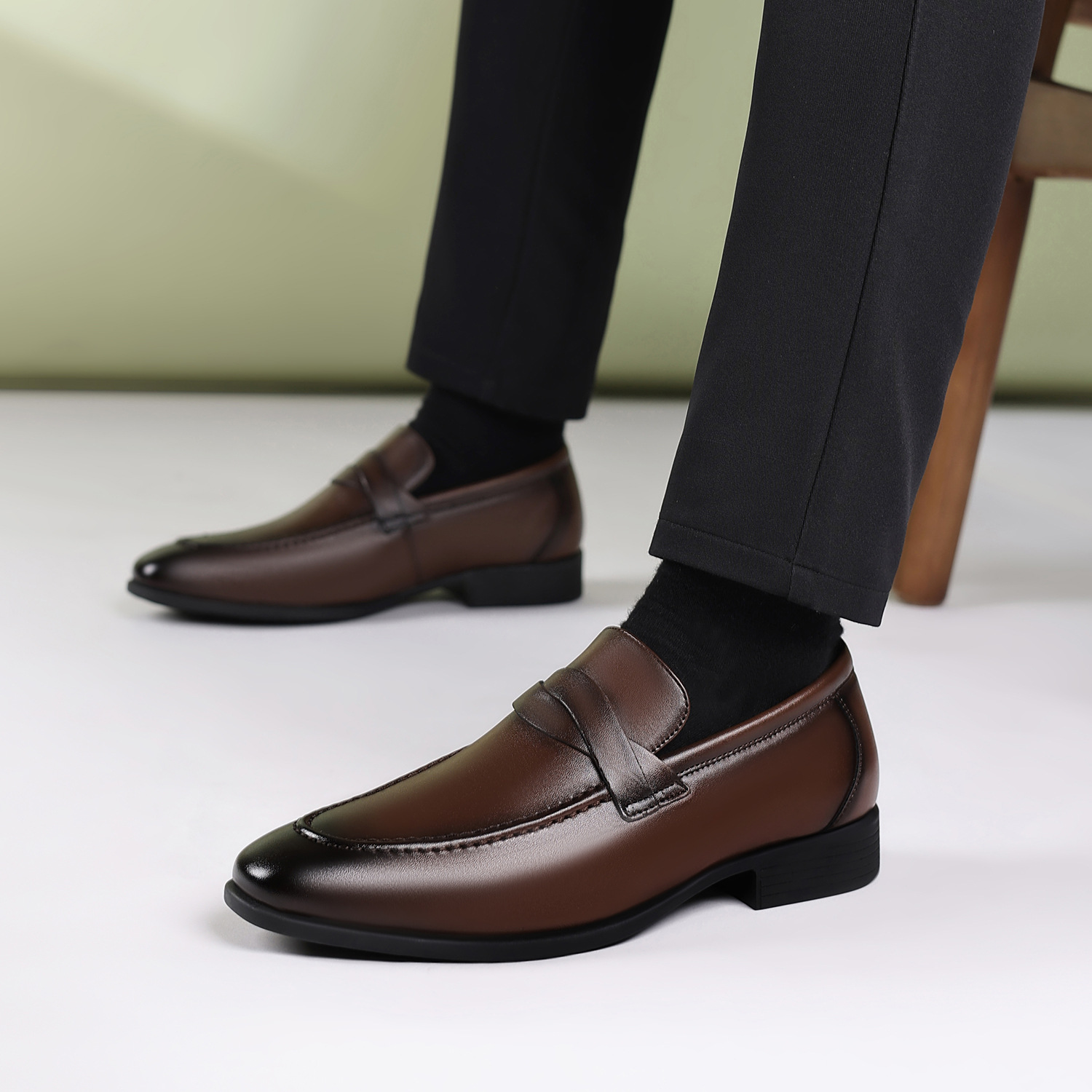 Sapatos de couro masculinos pa - Men Formal Wear Dress avaliação e preço