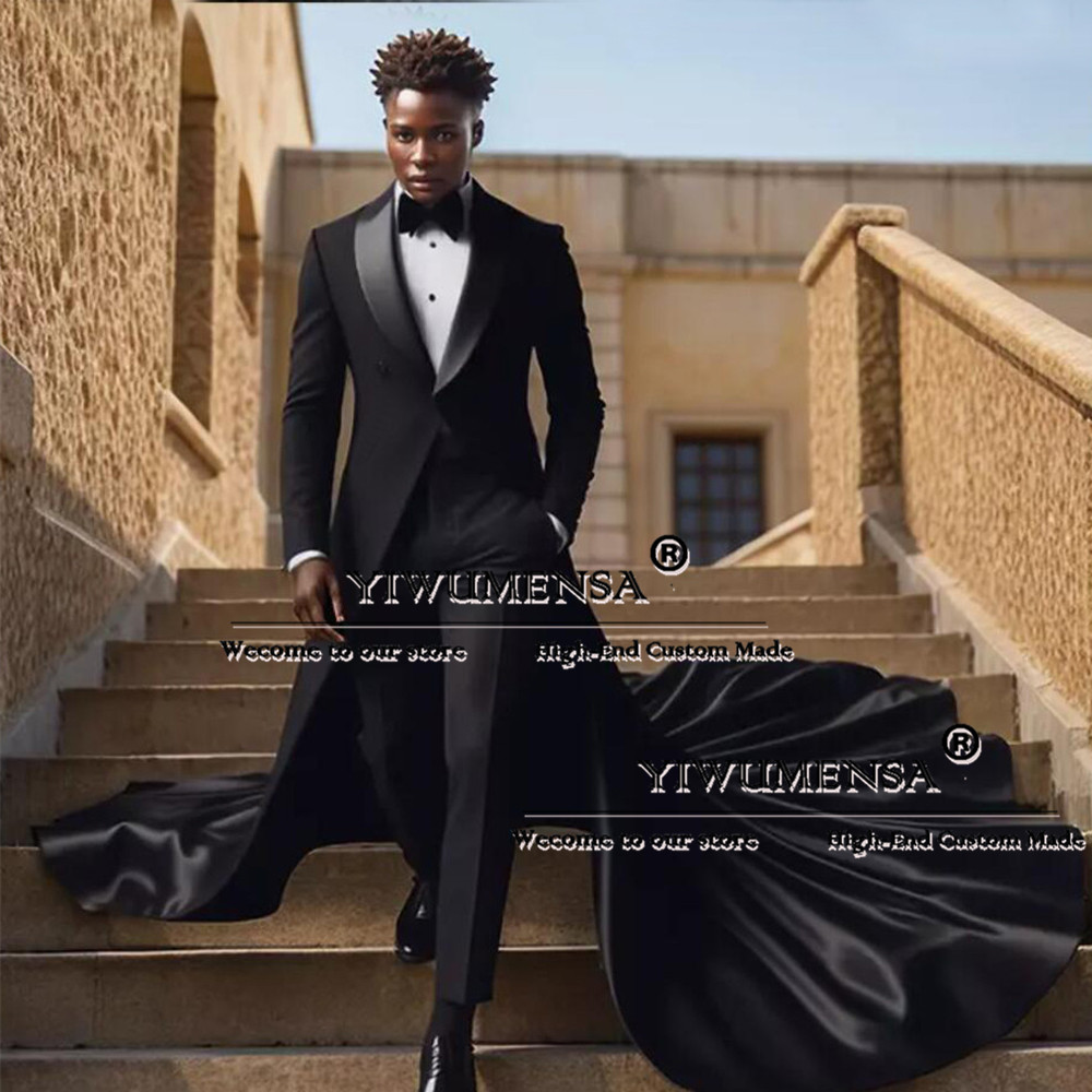 Xale preto lapela baile blazer - Latest Men Formal Wear avaliação e preço