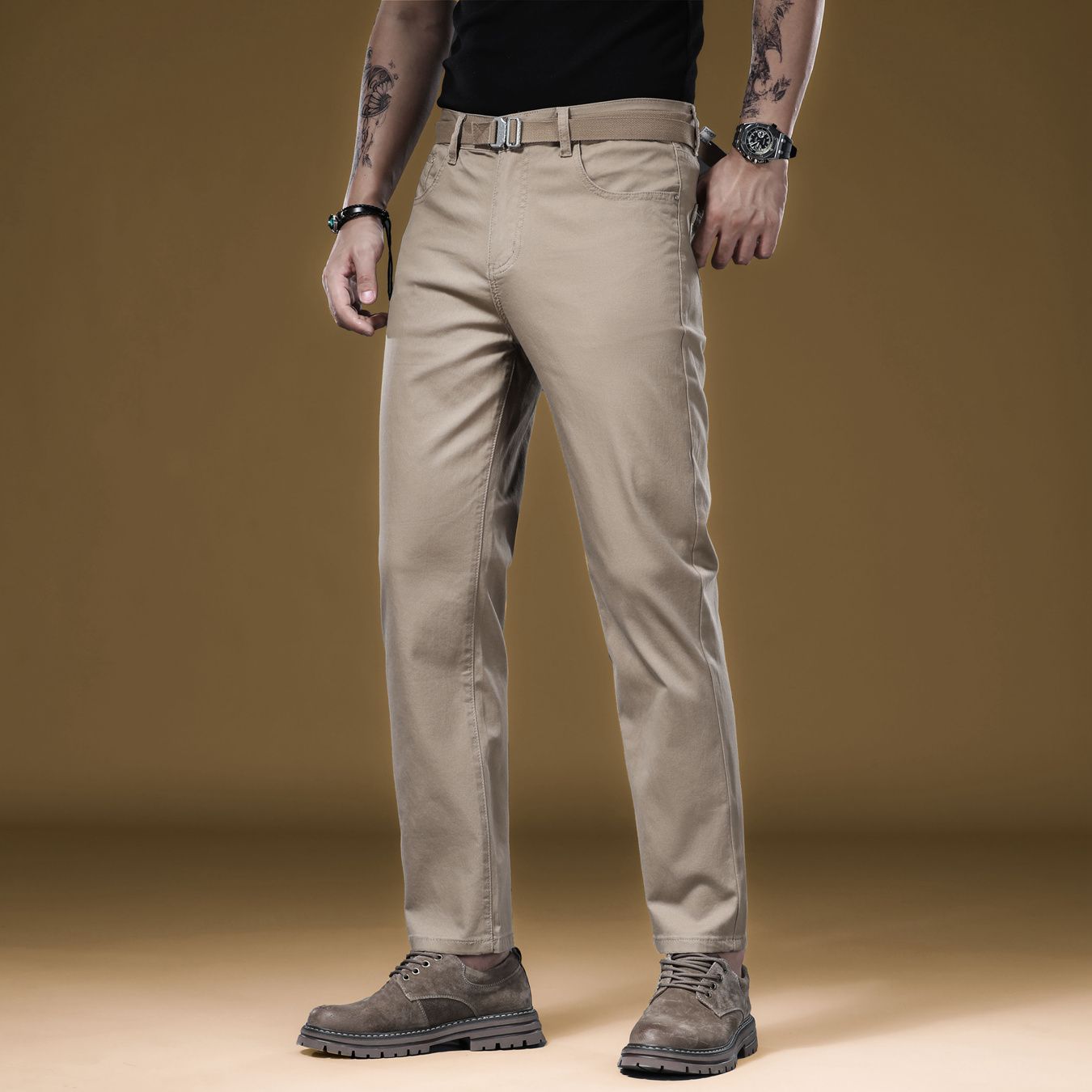 Novas Calças Masculinas de Qua - Khaki Formal Wear Men avaliação e preço