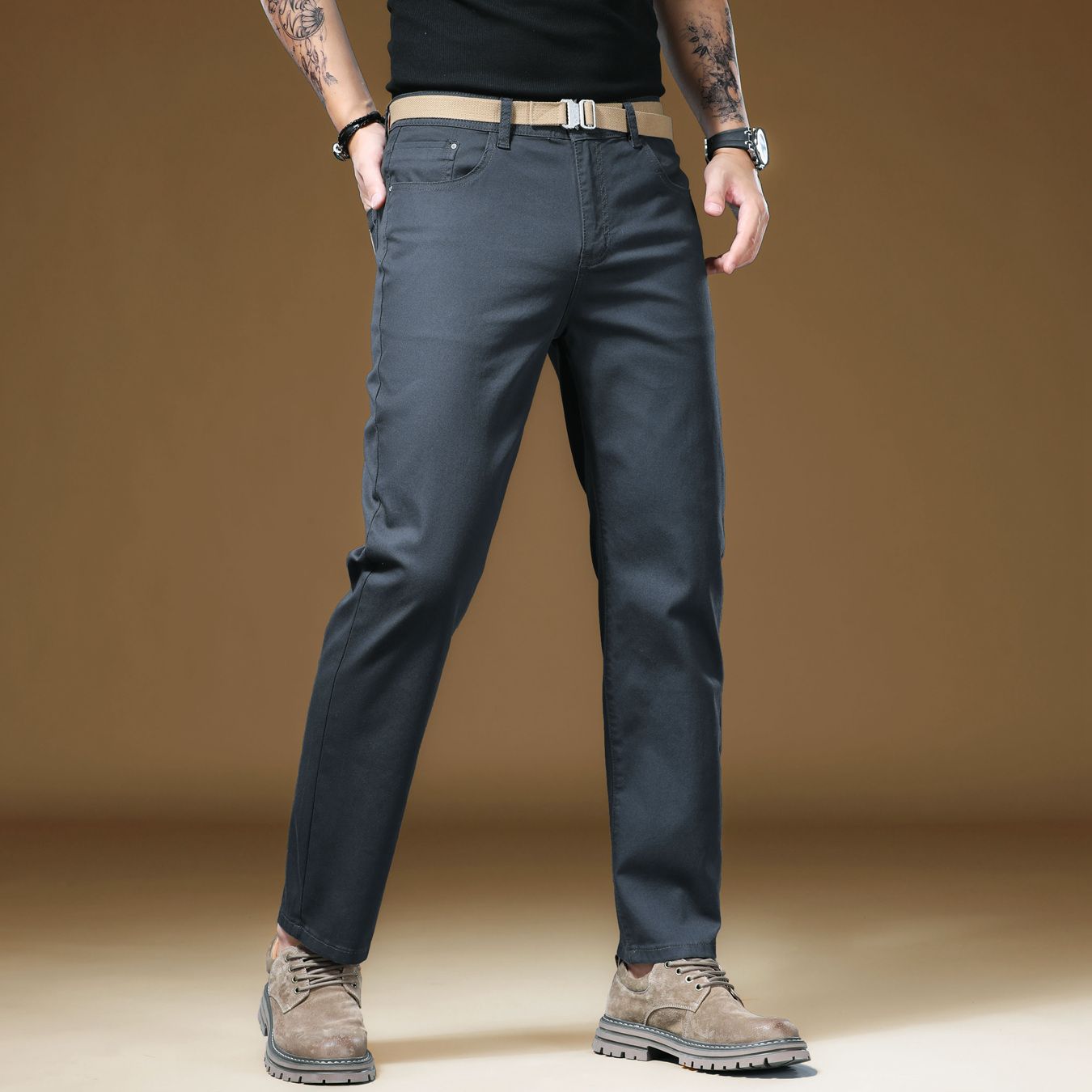Novas Calças Masculinas de Qua - Khaki Formal Wear Men avaliação e preço