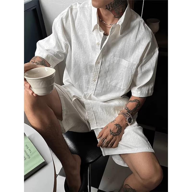 Conjunto casual de linho mascu - Men'S Relaxed Formal Wear avaliação e preço