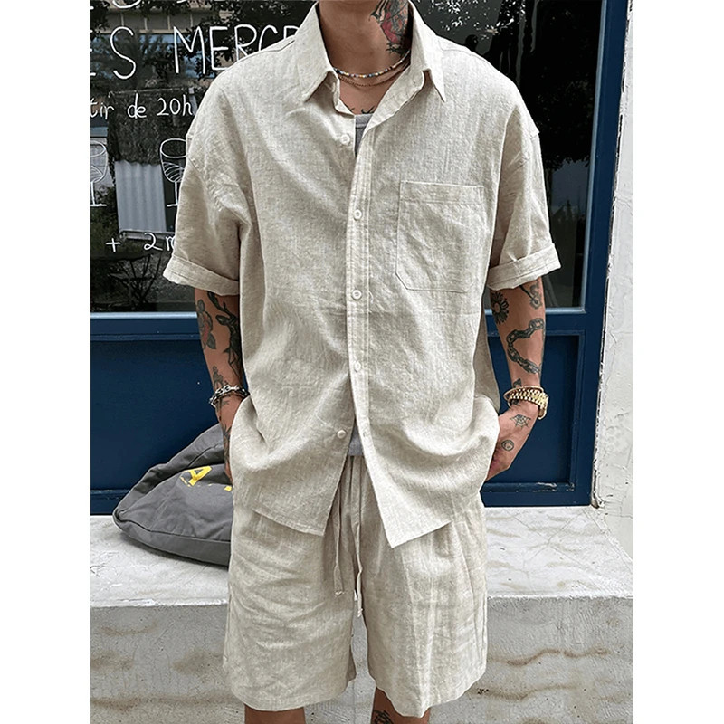 Conjunto casual de linho mascu - Men'S Relaxed Formal Wear avaliação e preço