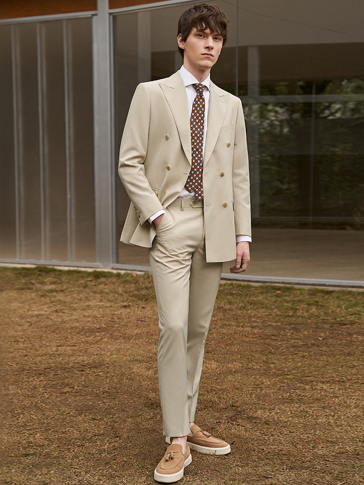 30% lã masculino ternos conjun - Khaki Formal Wear Men avaliação e preço